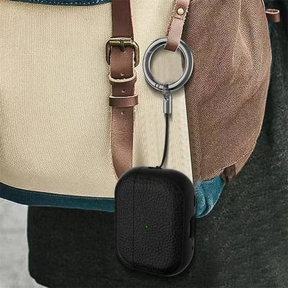 Case for Air Pods 4 3 2 1 Shell PU Leather Grain Case with Keyring Hook Wireless Earphone Accessoris For AirPods Pro 1 2 Cover