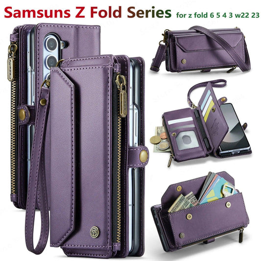 Leather Mobile Phone Case,Card Holder,Crossbody,Protective Cover,Suitable for Samsung Galaxy Z Fold - IDefend