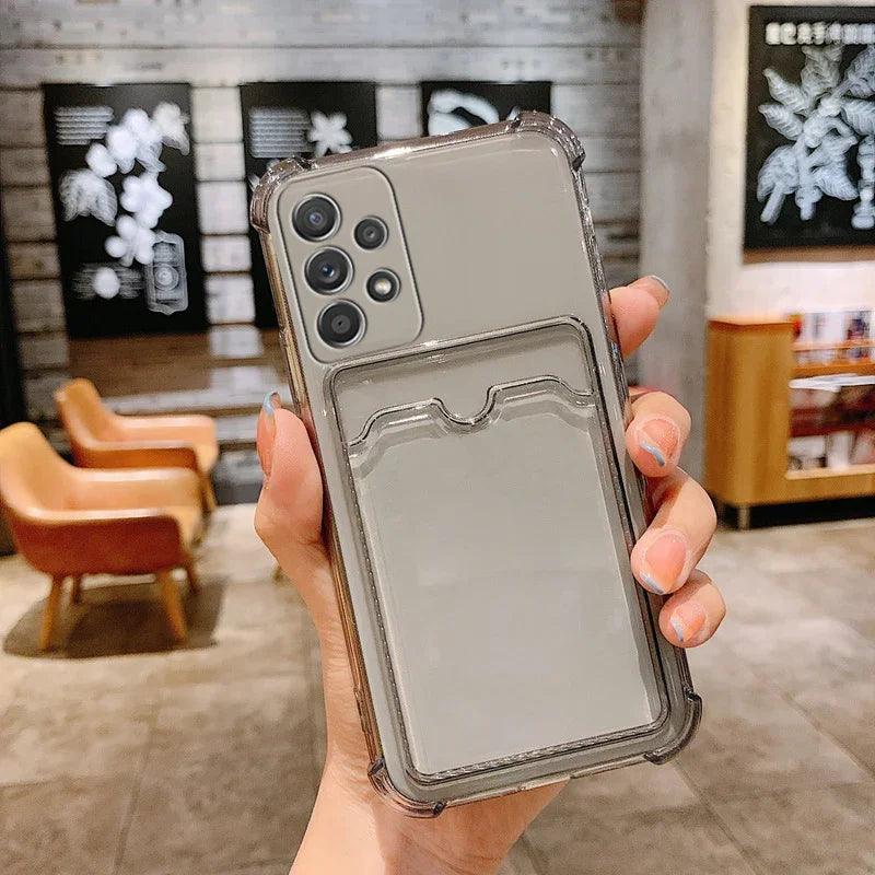 Luxury Card Holder Wallet Clear Case For Samsung - IDefend