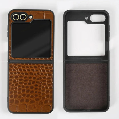 Luxury Hand Crafted Genuine Leather Case For Samsung Galaxy Z Flip - IDefend