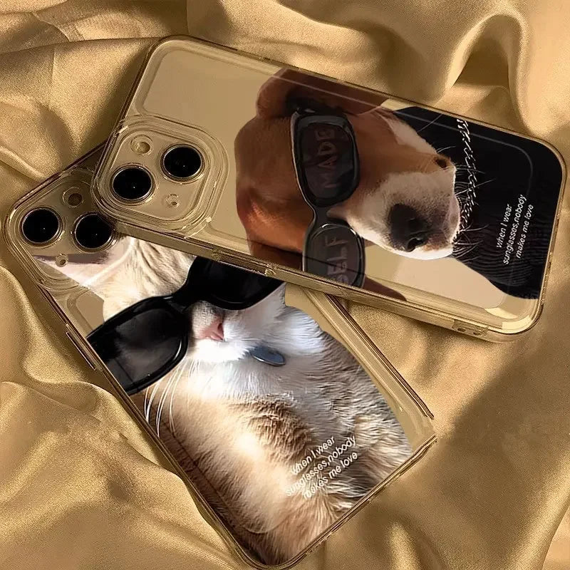 sunglasses cat dog Phone case For iPhone - IDefend