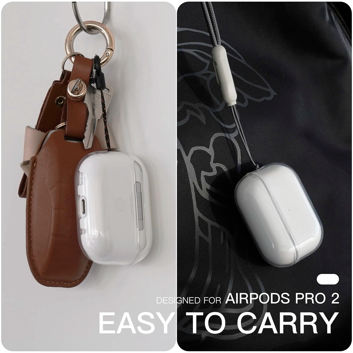 Clear Case Compatible with AirPods Pro 4 3 2 1, Soft TPU Protective Cover [Anti-Yellowing] [Shockproof] with Lanyard