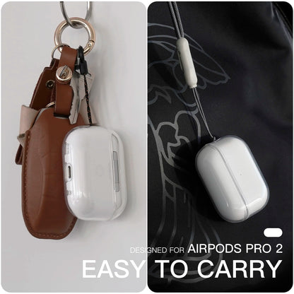 Clear Case Compatible with AirPods Pro 4 3 2 1, Soft TPU Protective Cover [Anti-Yellowing] [Shockproof] with Lanyard