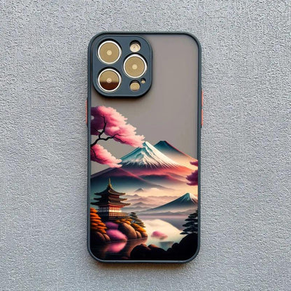 Japanese Aesthetic Mount Fuji Landscape Map Phone Case For iPhone 1 - IDefend