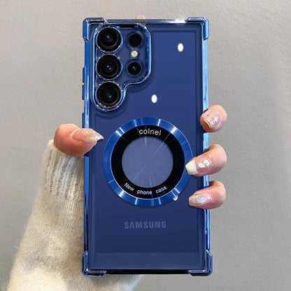 Plating Transparent Magnetic Wireless Charging Case For Samsung - IDefend