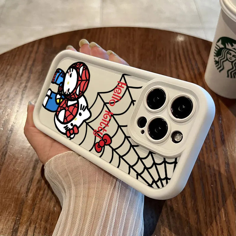 Hello Kitty Spiderman Marvel Phone Case for iPhone 16 Cases iPhone 15 14 13 12 Mini 11 Pro Max 16 Plus XS 15Pro Shockproof Cover