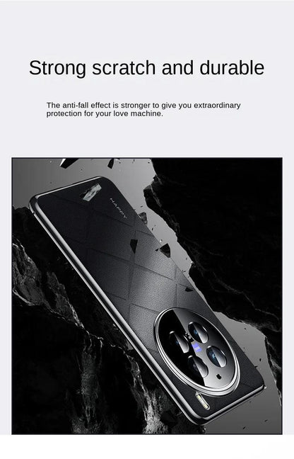 For VIVO X200 Pro Case Luxury Vegan Leather Lens Protective Back Case For VIVO - IDefend