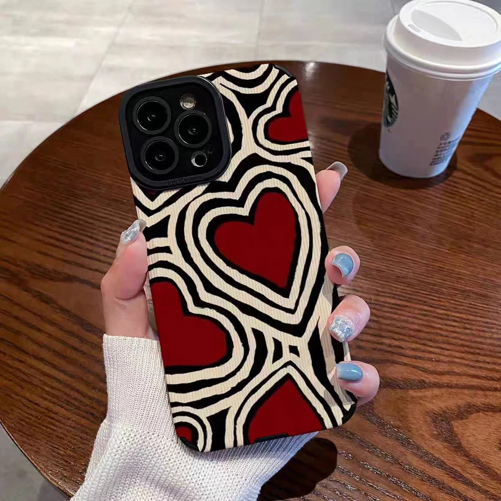 Fashion Romantic Love Hearts Phone Case For iPhone