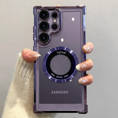 Plating Transparent Magnetic Wireless Charging Case For Samsung - IDefend