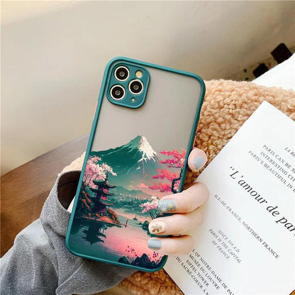 Japanese Aesthetic Mount Fuji Landscape Map Phone Case - IDefend