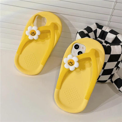 Korea Cute Funny Flower Slippers Soft Phone Case For iPhone - IDefend