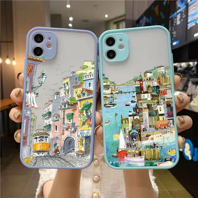 Colourful Painted House Scenery Phone Case For iPhone 0.3 - IDefend