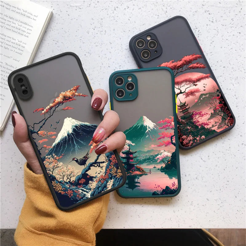 Japanese Aesthetic Mount Fuji Landscape Map Phone Case For iPhone  0.1 - IDefend