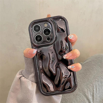 Glossy 3D Meteorite Texture Plating Silver Phone Case For iPhone - IDefend