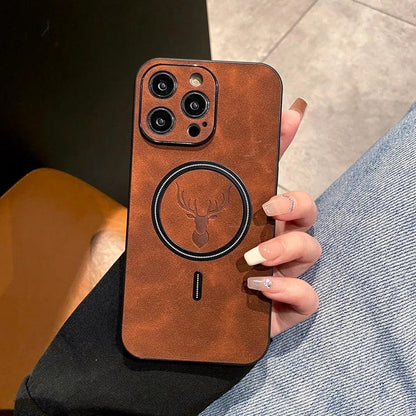 Luxury Magsafe Wireless Charge Deer Cortex Phone Case For iPhone - IDefend