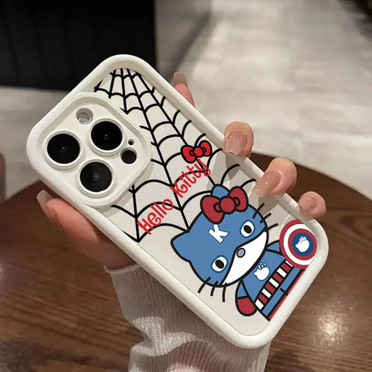 Hello Kitty Spiderman Marvel Phone Case for iPhone 16 Cases iPhone 15 14 13 12 Mini 11 Pro Max 16 Plus XS 15Pro Shockproof Cover