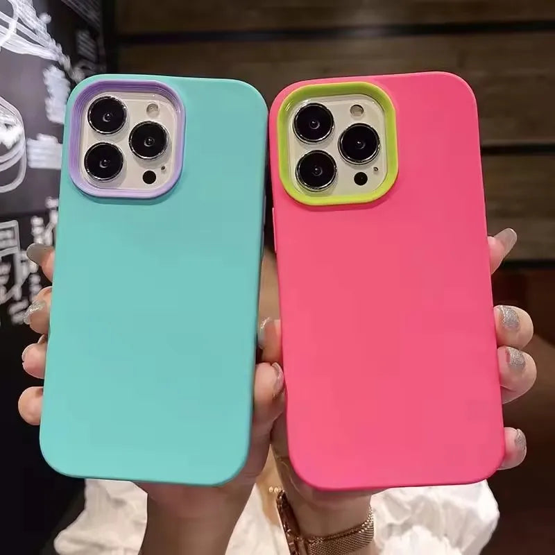 Luxury 3 in 1 Solid Color Detachable Case For iPhone