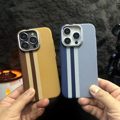Carbon Fibre Relief Wireless Charging MagSafe Phone Case for iPhone - IDefend