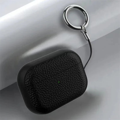 Case for Air Pods 4 3 2 1 Shell PU Leather Grain Case with Keyring Hook Wireless Earphone Accessoris For AirPods Pro 1 2 Cover