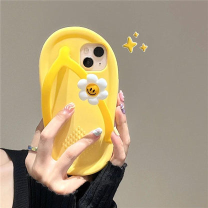 Korea Cute Funny Flower Slippers Soft Phone Case For iPhone - IDefend