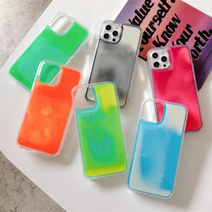 Night Glow Gloss Dynamic Sand Liquid Back Iphone case - IDefend