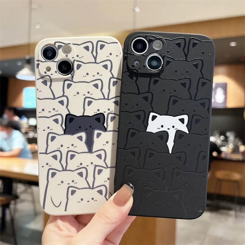 Cute Cartoon Cat Phone Cover For iPhone - IDefend