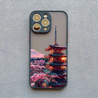 Japanese Aesthetic Mount Fuji Landscape Map Phone Case - IDefend