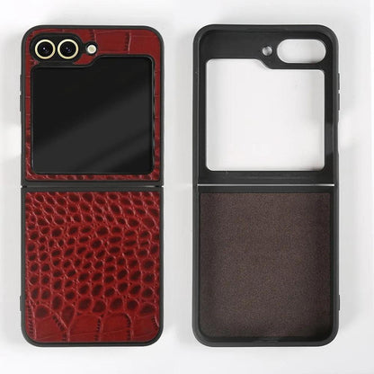 Luxury Hand Crafted Genuine Leather Case For Samsung Galaxy Z Flip - IDefend