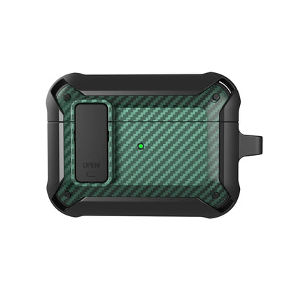 Security Lock Cover For Airpods Pro 2 Case Luxury Carbon Fibre Switch Earphone Case With Keychain For Airpods 4 3 Shockproof Box