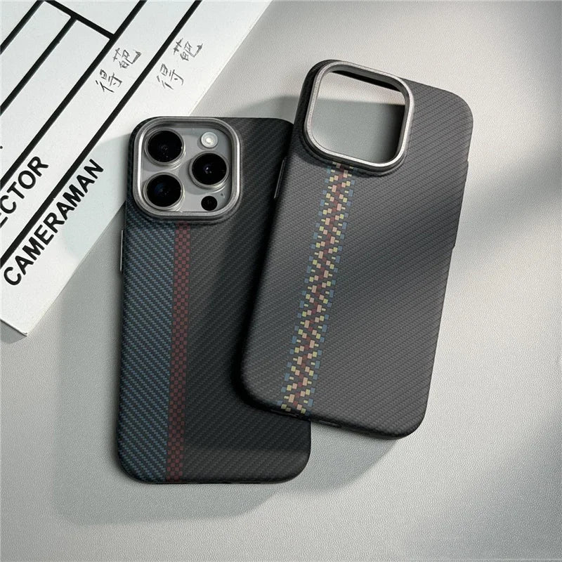 Geometric Carbon Fiber texture 3D Relief Magsafe case for iphone