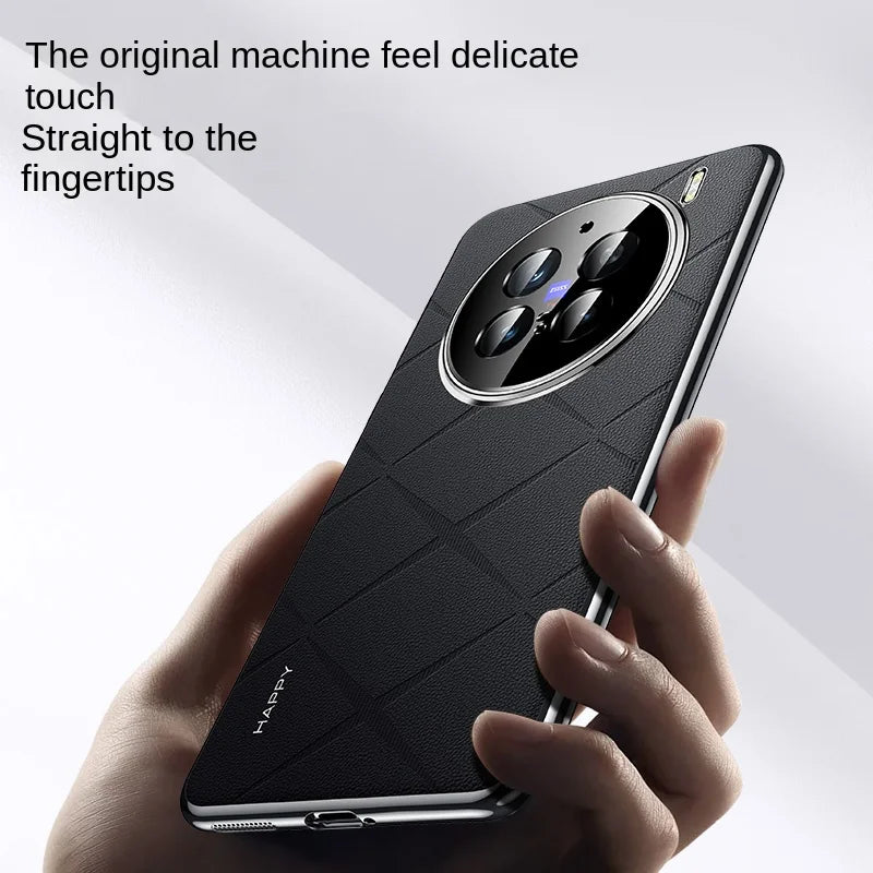 For VIVO X200 Pro Case Luxury Vegan Leather Lens Protective Back Case For VIVO