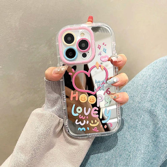 Lovely Girl Heart Mirror Phone Case For iPhone - IDefend