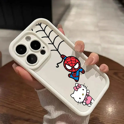 Hello Kitty Spiderman Marvel Phone Case for iPhone 16 Cases iPhone 15 14 13 12 Mini 11 Pro Max 16 Plus XS 15Pro Shockproof Cover