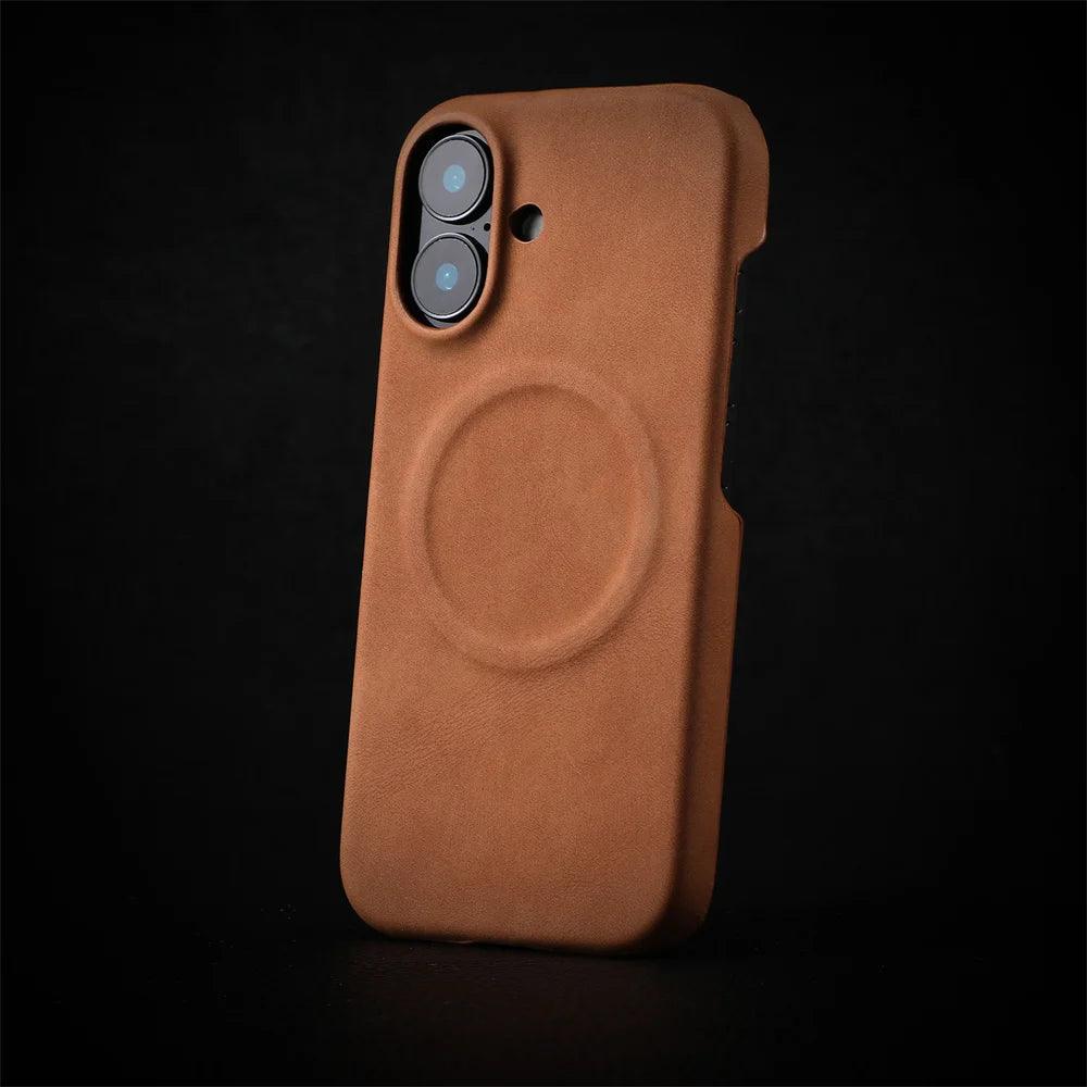 Business Sheepskin Leather Magnetic Phone Case For iPhone