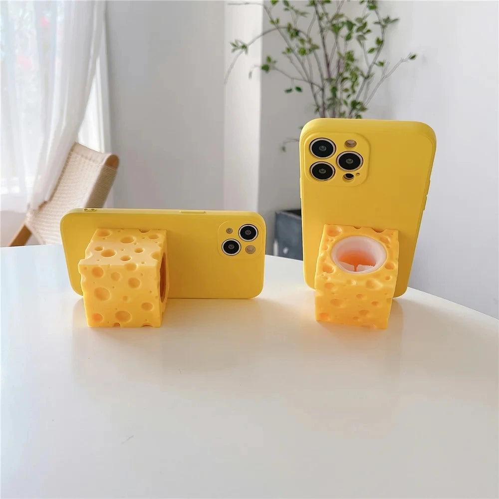 Cute Mouse Cheese Pinch Relieve Stress Soft Silicone Phone Case For iPhone