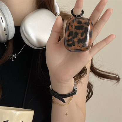 Tortoiseshell Case for AirPods 1/2/3/4/Pro/Pro 2, Shockproof Glossy Cover, Wireless Charging Compatible, Stylish Amber Design