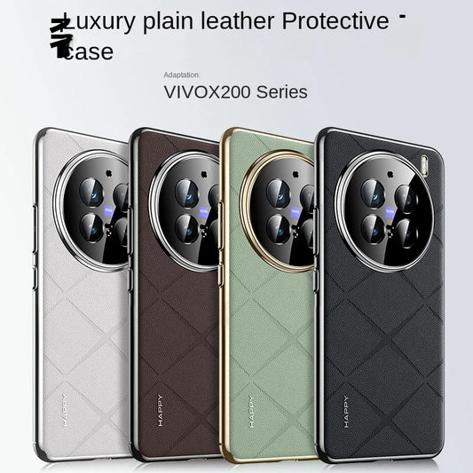 For VIVO X200 Pro Case Luxury Vegan Leather Lens Protective Back Case For VIVO - IDefend