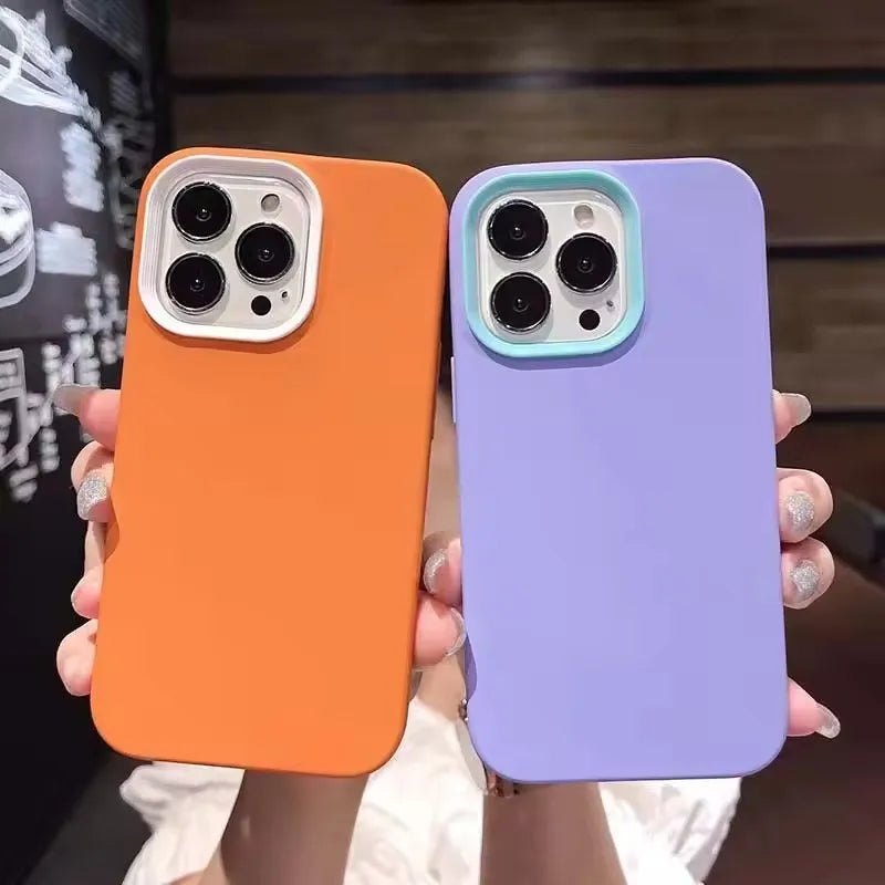 Luxury 3 in 1 Solid Color Detachable Case For iPhone