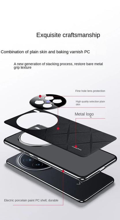 For VIVO X200 Pro Case Luxury Vegan Leather Lens Protective Back Case For VIVO - IDefend