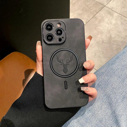 Luxury Magsafe Wireless Charge Deer Cortex Phone Case For iPhone - IDefend