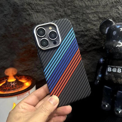 Carbon Fibre Relief Wireless Charging MagSafe Phone Case for iPhone - IDefend