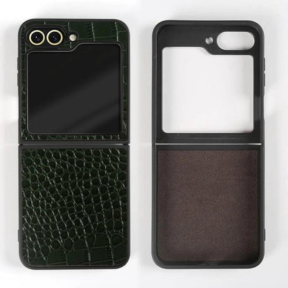 Luxury Hand Crafted Genuine Leather Case For Samsung Galaxy Z Flip - IDefend