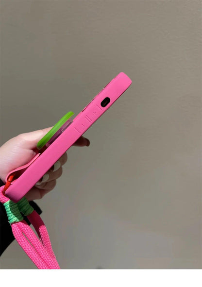 Love Mirror Stand Portable Anti-Lost Hand Strap Simple Phone Case For iPhone - IDefend