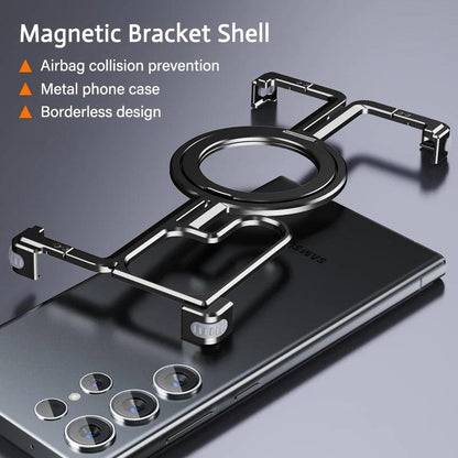 Luxury Magsafe Magnetic Metal Rimless Stand Phone Case For Samsung - IDefend