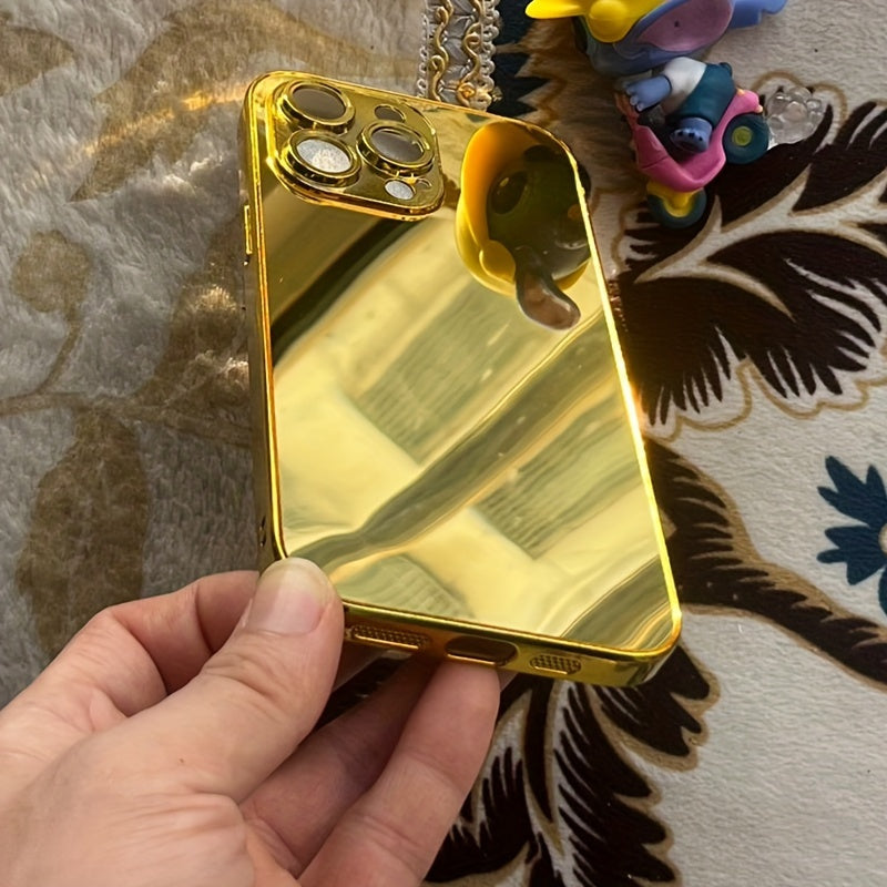 Golden Mirror Anti-Drop Phone Case with Makeup Design for iPhone 16 15 14 13 Pro Max 12 XS 11 8 Plus, XR, SE3, SE2 and Mini 7