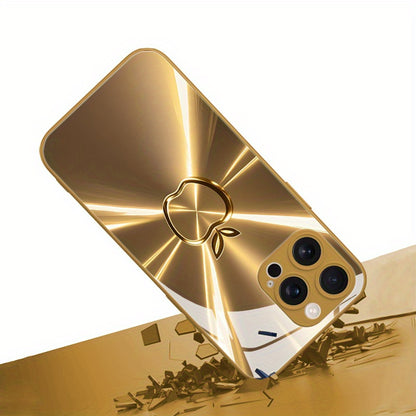 High-End Luxury Shimmering Golden Gradient Metallic Glass Phone Case for Iphone Including 17, 17 Air, 17 Pro, 17 Pro Max, 16, 16 Plus, 16 Pro, 16 Pro Max, 15, 15 Plus, 15 Pro, 15 Pro Max, 14, 14 Plus, 14 Pro, 14 Pro Max, 13,