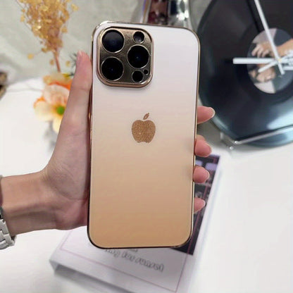 Pattern Golden Electroplated Phone for Iphone 17/17 Pro/17 Air/17 Pro Max/16/16 Pro/16 Plus/16 Pro Max/15/15 Pro/15 Pro Max/14/14 Pro/14 PLUS/14 Pro Max/13/13 Pro/13 Pro Max/13 Mini/12/11. Full-Coverage Tempered Frosted Prote