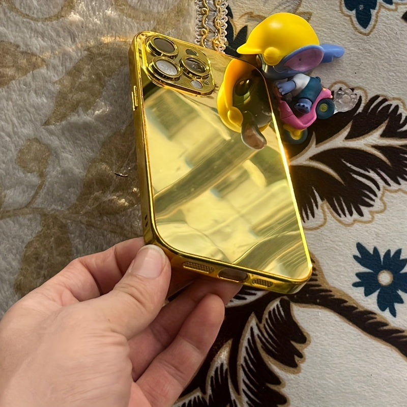 Golden Mirror Anti-Drop Phone Case with Makeup Design for iPhone 16 15 14 13 Pro Max 12 XS 11 8 Plus, XR, SE3, SE2 and Mini 7