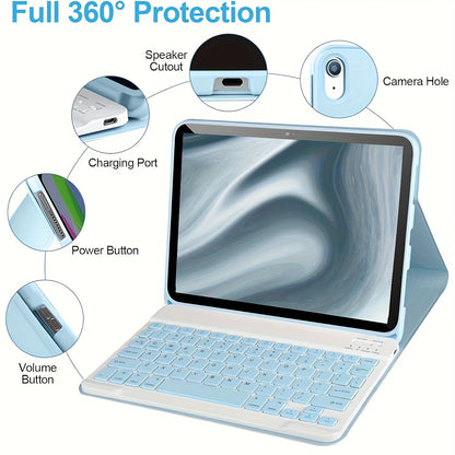 Keyboard case for iPad 11, 10.9, 10.5, 10.2", with pencil holder & detachable keyboard. for iPad 9th/8th/7th gen, 10th/11th gen and for Pro 1st-4th gen, Air 4/5, & Air 11" (M2) 2024.