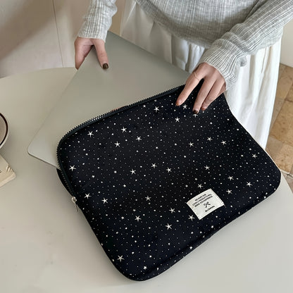 Starry Night Polyester Laptop Sleeve, Shock-Absorbing Tablet Clutch Case for iPad, MacBook 25.4/27.94/33.02/35.56/38.1/39.62 cm, Protective Liner Bag